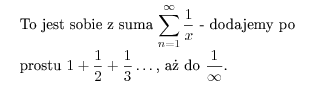 LaTeX, równanie, suma